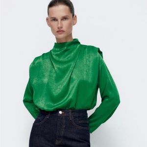 Zara draped shoulder blouse